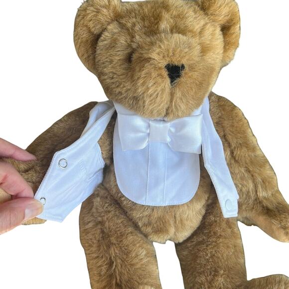 Vermont Wedding Teddy Bear Brown Groom White Tux 16” Articulating Legs Arms NICE - Picture 8 of 16